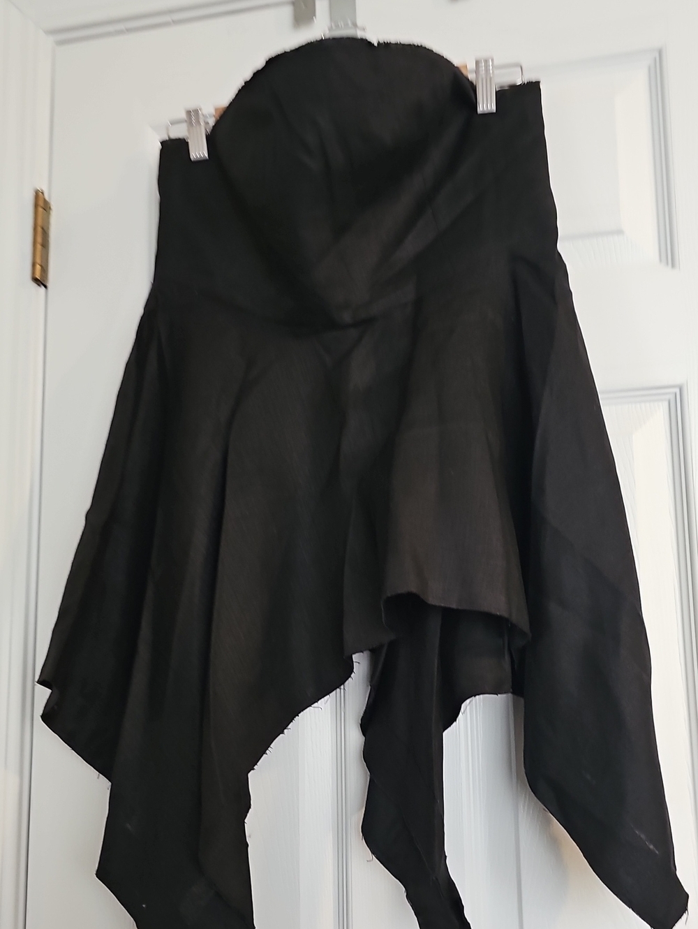 DISSH Black Asymmetrical Handkerchief Hem Strapless Linen Top